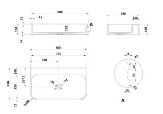 Подвесная раковина ABBER Stein AS2651-0.8 80см белый матовый